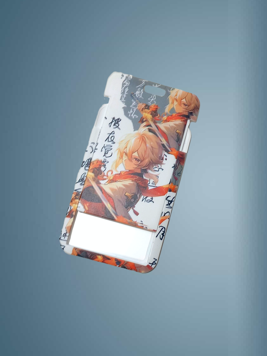 Чехол для бейджа Melody, на ленте, пластик, вертикально крепление, серо/коричневый — фото 1