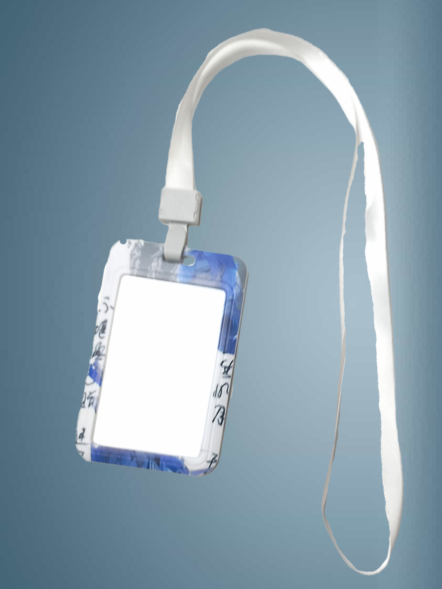 Чехол для бейджа Melody, на ленте, пластик, вертикальное крепление, бело-голубой — фото 1