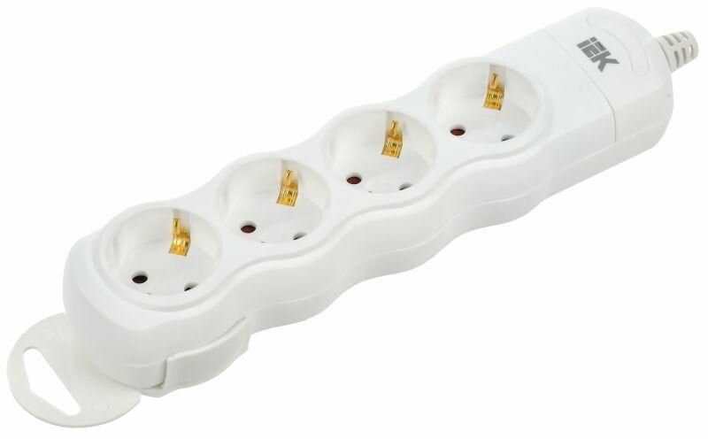 фото Колодка удлинителя 4-мест. с заземл. РПр04 IEK WYP10-D-KP-16-04-ZS-K01