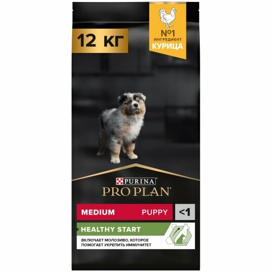 Корм сухой для щенков средних пород Pro Plan Medium Puppy Opti Start с курицей 12 кг