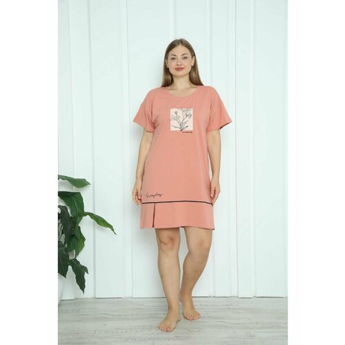 Сорочка NICOLETTA, размер 5XL, коричневый сорочка taro средней длины короткий рукав размер 44 розовый