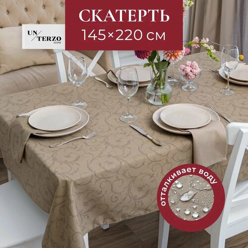 Скатерть на стол для кухни 145х220 см, водоотталкивающая с пропиткой, тканевая