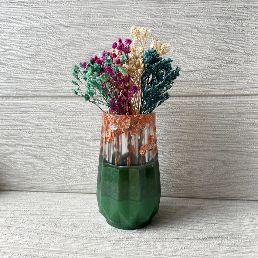 фото Ваза для сухоцветов 10 см Mir Epoxy ручной работы сапфир