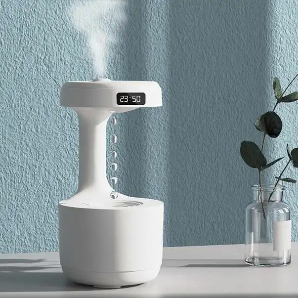 фото Антигравитационный диффузор с каплями воды, часы и ночная подсветка 4 B 1