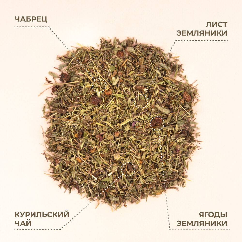 Травяной чай с чабрецом, листом земляники, ягодами земляники, 70 г