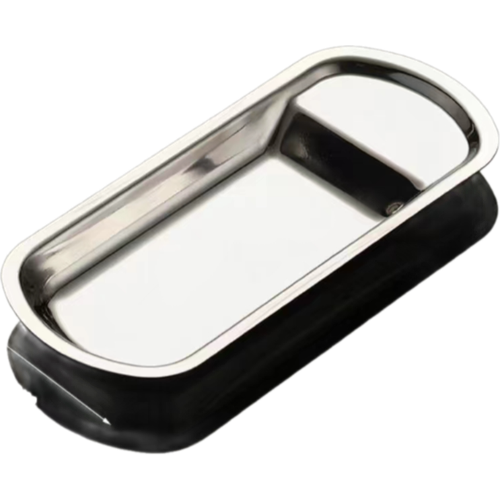 Блюдце (парковка) для раздаточных приборов CRAZY PAN, квадрат, серебро, пищевая нержавеющая сталь, длина 28 см, ширина 12 см.