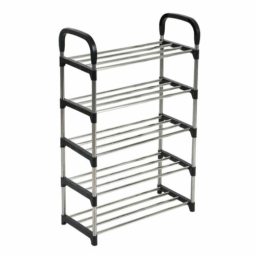VETTA Этажерка для обуви 5 полок 50х23х80см металл пластик черный цвет 1267₽
