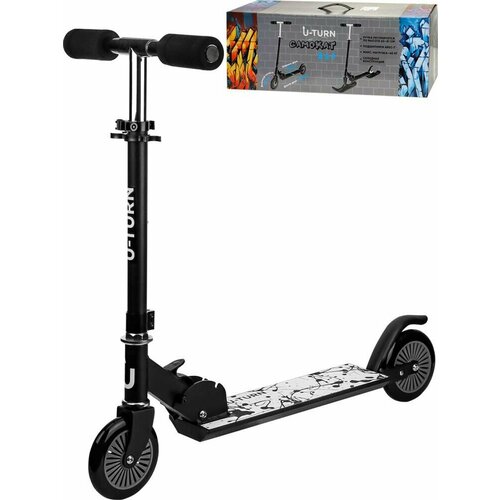 Самокат U-turn FRESH (2в1, колёса PU 120мм+лыжи, 90х10х60-81 см, до 60кг) чёрный (СМК-0877 ПП-00216370)