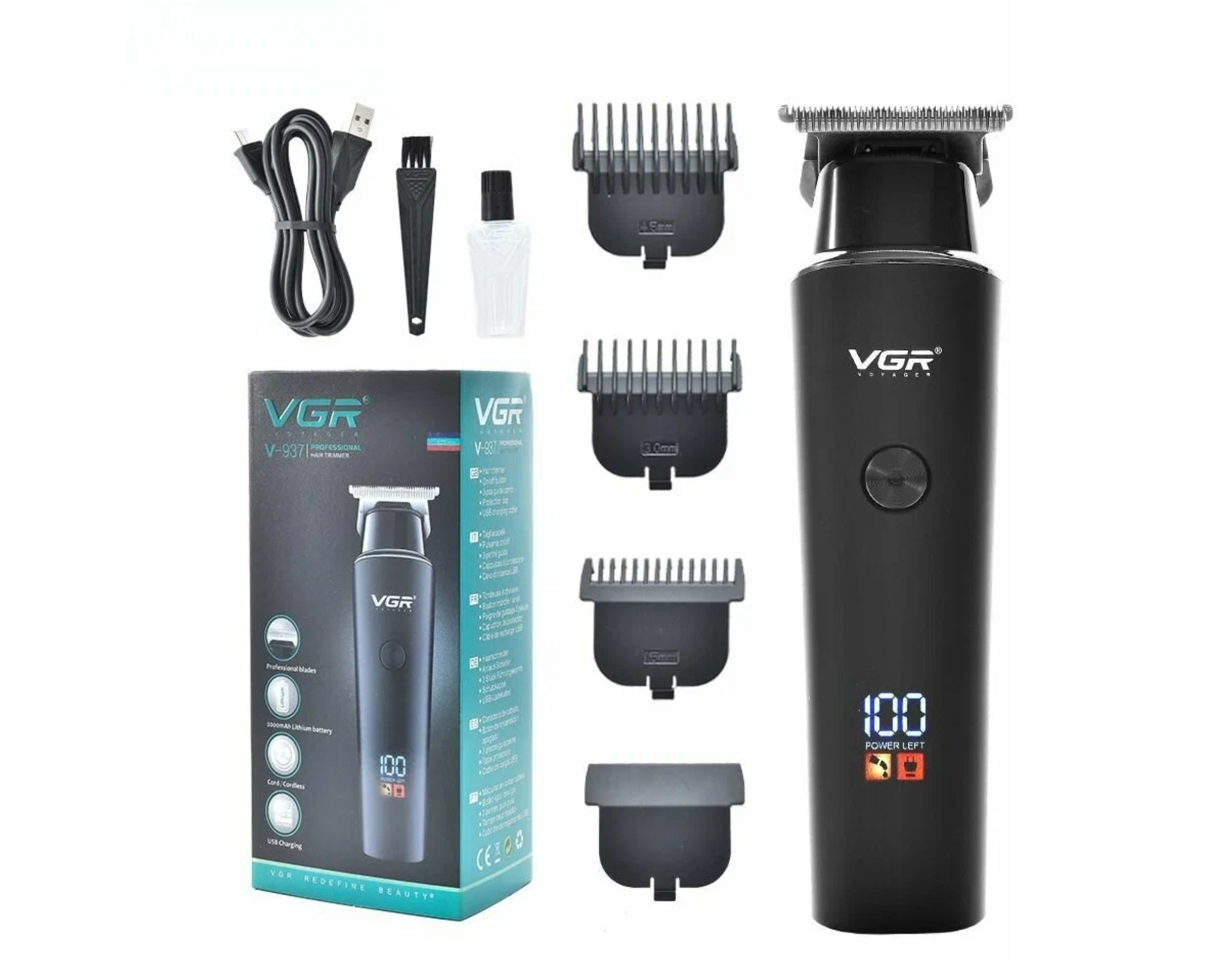 Беспроводной триммер для бороды, усов и волос на голове VGR V937