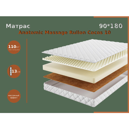 Матрас беспружинный Anatomic Massage Rullon Cocos 10 90*180, серия Garnitur Anatomic