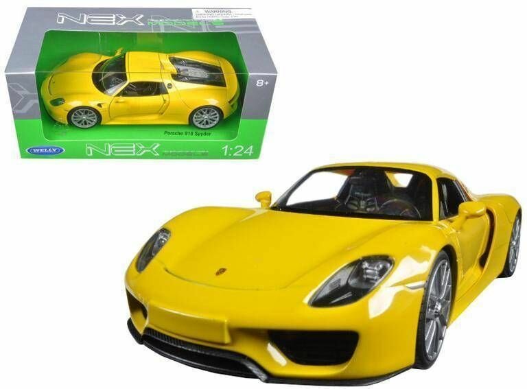 Welly Модель машины 1:24 Porsche 918 Spyder желтая 24055W