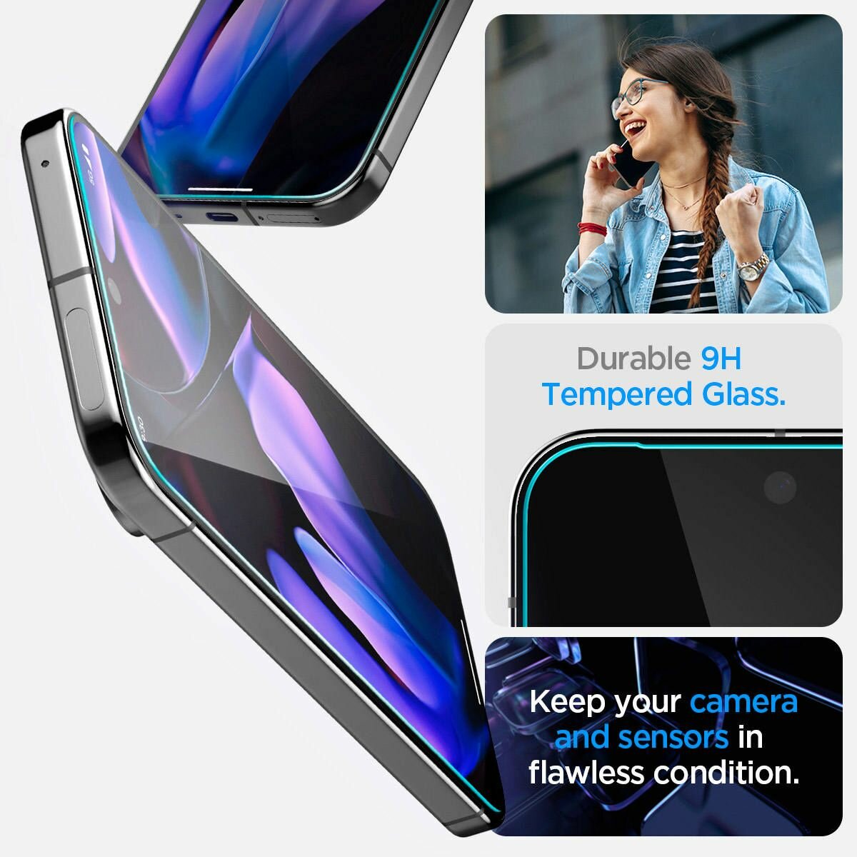 Защитное стекло SPIGEN для Google Pixel 9 Pro/9 Glas.tR EZ Fit 2 шт Прозрачный AGL08442 — фото 1