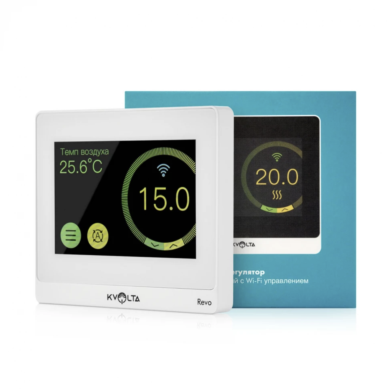 Терморегулятор сенсорный Kvolta Revo с Wi-Fi управлением, белый