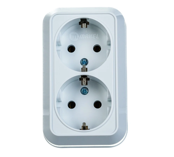 Розетка 2-я с/з белая ОУ 45182 Makel Siva