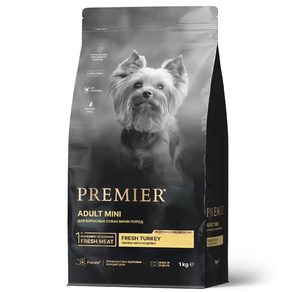 Сухой корм для собак PREMIER Dog Turkey ADULT Mini (Свежее мясо индейки для собак мелких пород) 1 кг
