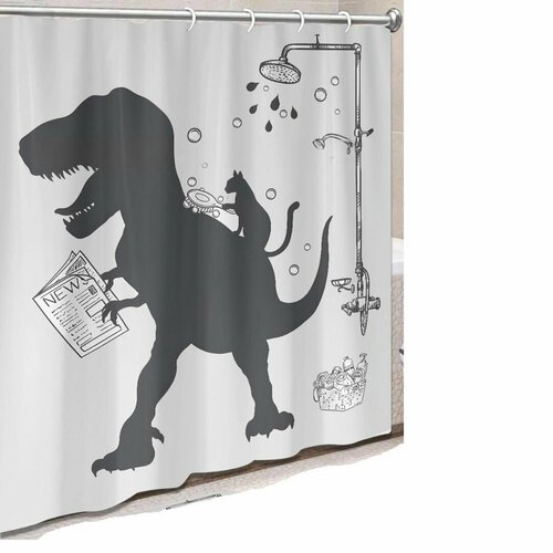 Шторка для ванной 180*180 динозавр