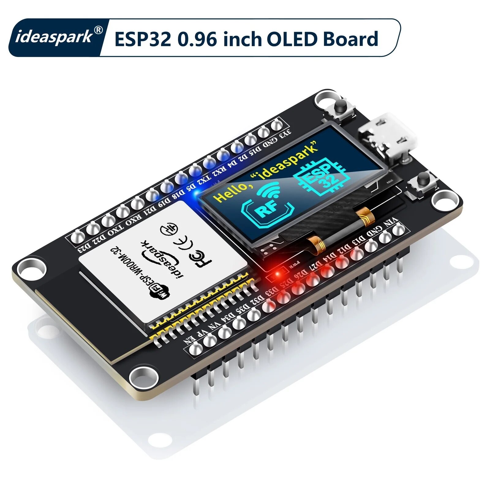 Макетная плата ESP32 с OLED-дисплеем 0,96 дюйма, CH340, беспроводной модуль WiFi + BLE, Micro USB для Arduino/Micropython, ESP32 096 in OLED — фото 1