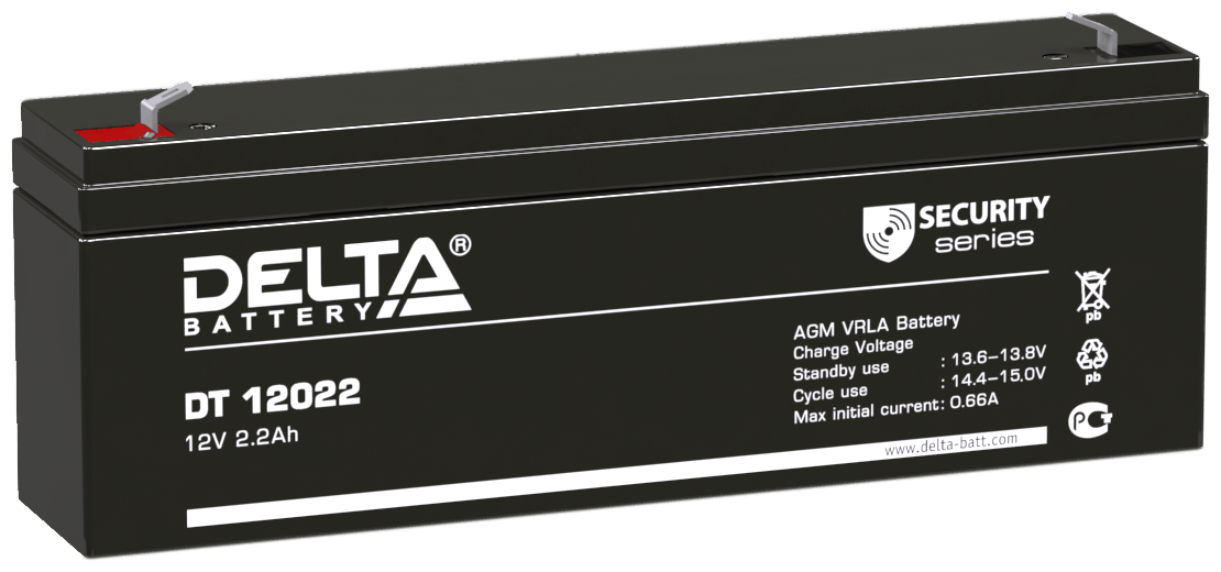 Аккумуляторная батарея Delta DT 12022 12В/22Ач клемма F1 (179х35х61мм (66мм); 094кг; Срок службы 5лет; Гарантия 1г)