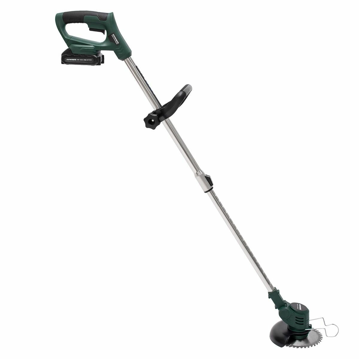 Изображение Триммер аккумуляторный FAVOURITE OBS 21 GT PROMO SET, Li-Ion, 21В, 1,5Ач, 9500об/мин, ширина скашивания 14,8см