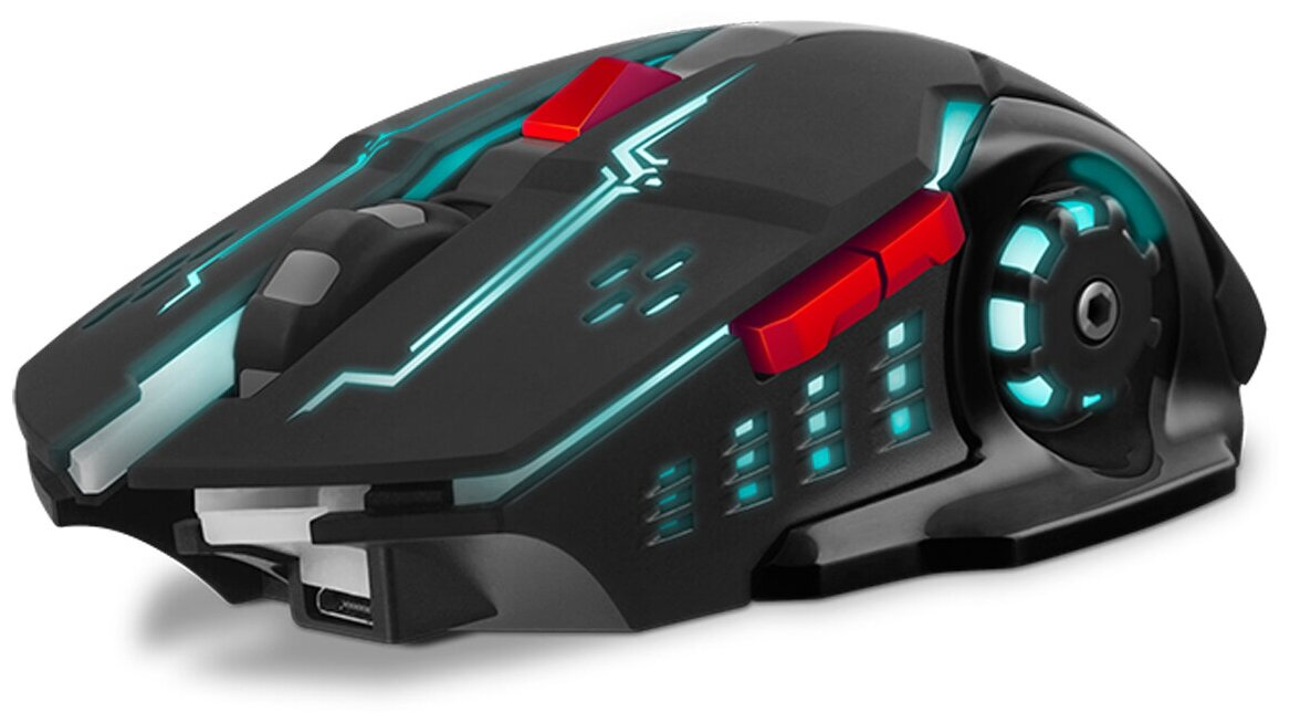 Мышь игровая беспроводная Sven RX-G930W, бесшумная работа кнопок, подсветка, черный, 5btn+Roll
