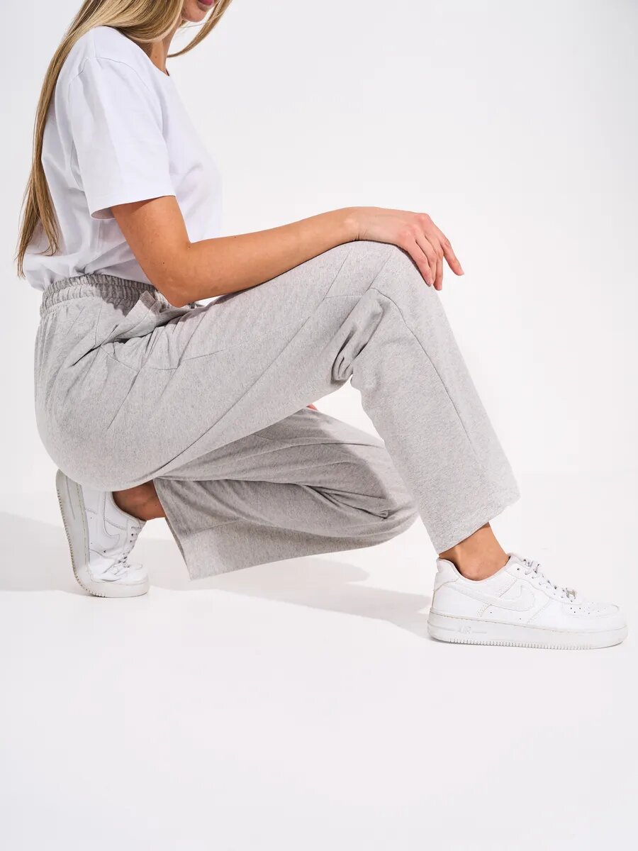 Брюки , размер L, светло-серый меланж — фото 1