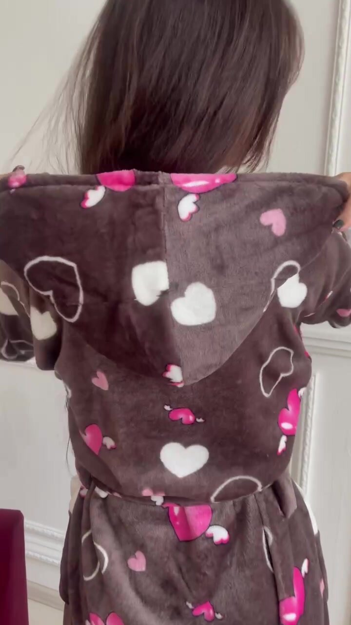 Халат Comfort FASHION домашний теплый женский с капюшоном на запах, размер XL, коричневый — фото 1