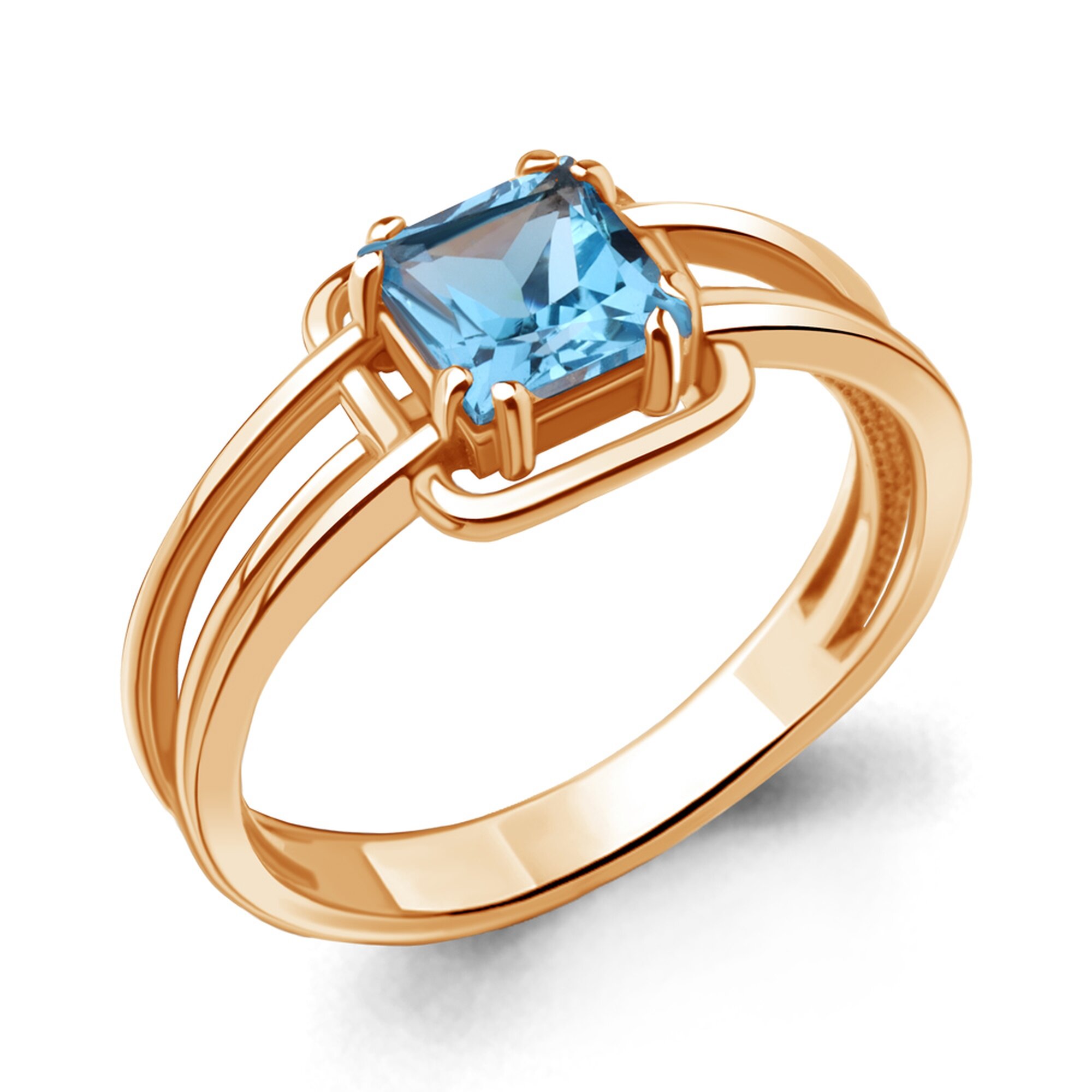 Кольцо Diamant online, серебро, 925 проба, золочение, топаз