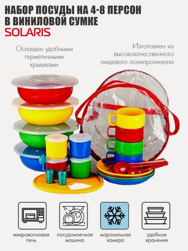Изображение товара Набор пластиковой, многоразовой посуды SOLARIS на 4-8 персон