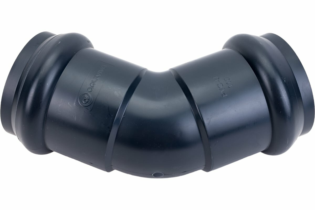 Отвод / угол НПВХ / PVC-U двухраструбный Aquaviva Дн 110 х 45° Ру 10 SDR 26 напорный (черный)