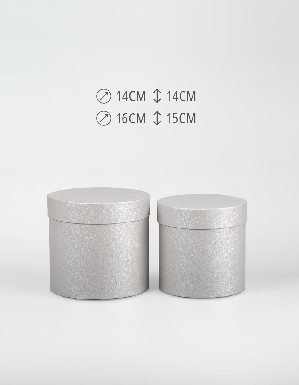 Набор круглых подарочных коробок 2 в 1 14 х 14 - 16 х 15 см. 