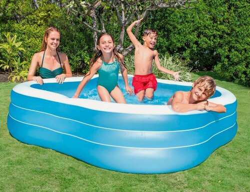 Изображение товара Надувной квадратный бассейн интекс (INTEX), 229х229х56 см, Семейная купальня от 6 лет, 57495