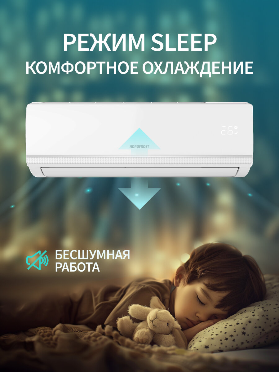 Сплит-система NORDFROST AC 12 QUB, кондиционер, до 36 кв. м, комплект белый — фото 1
