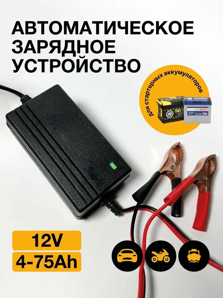 Мото Аккумулятор Chopper AGM 12В 10Ач+Зарядное устройство(СТ1210.1, YTZ10S)для мотоцикла, мопеда, скутера, питбайка — фото 1