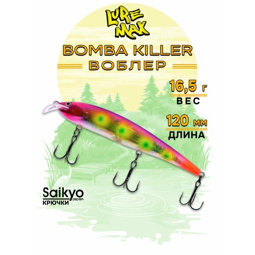 Воблеры для рыбалки LureMax BOMBA KILLER 120FDR-062 16,5 г, воблер на щуку