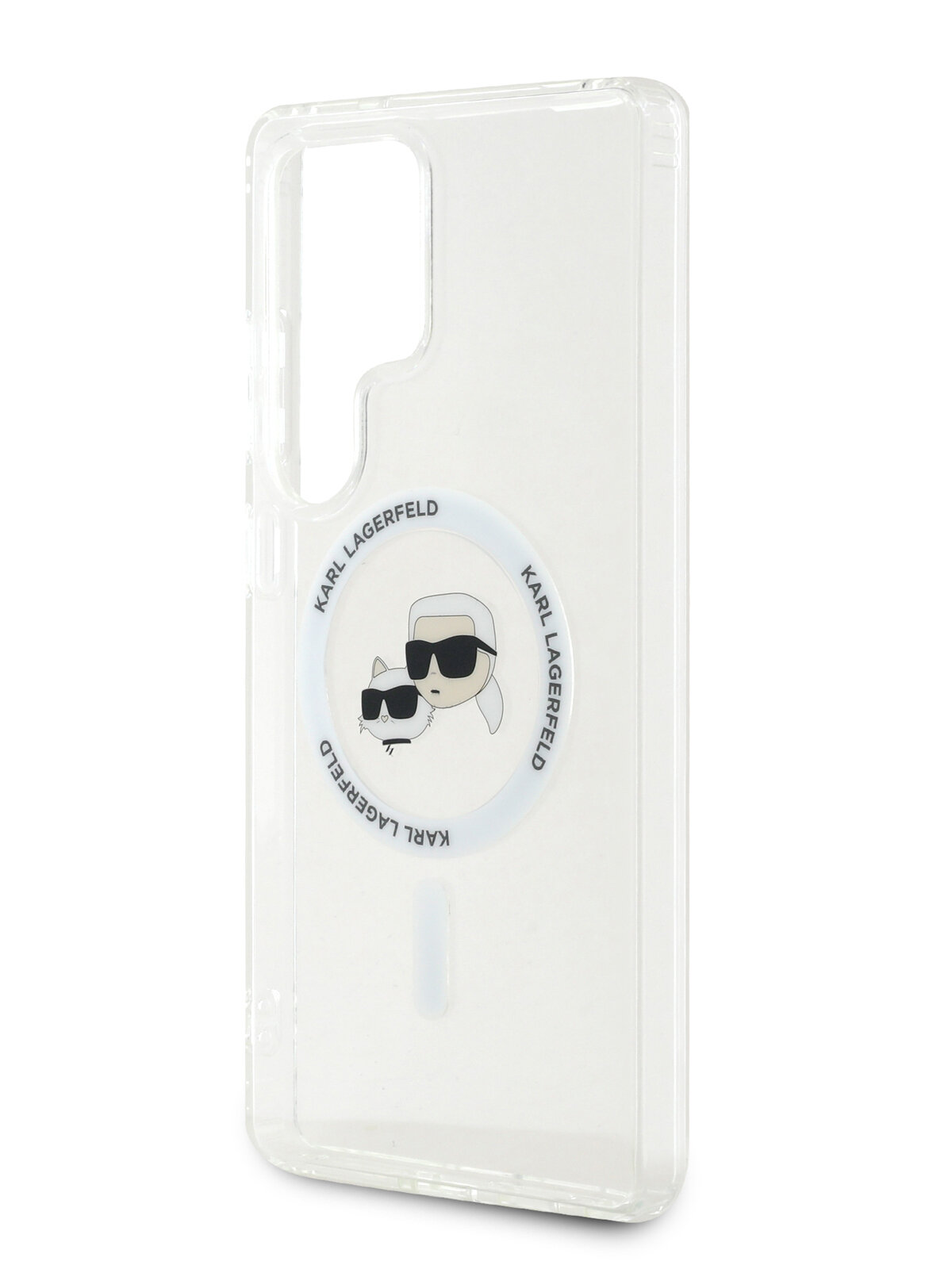 Lagerfeld для Galaxy S25 Ultra чехол PC/TPU NFT Karl & Choup Head Metal camera Hard White (MagSafe)