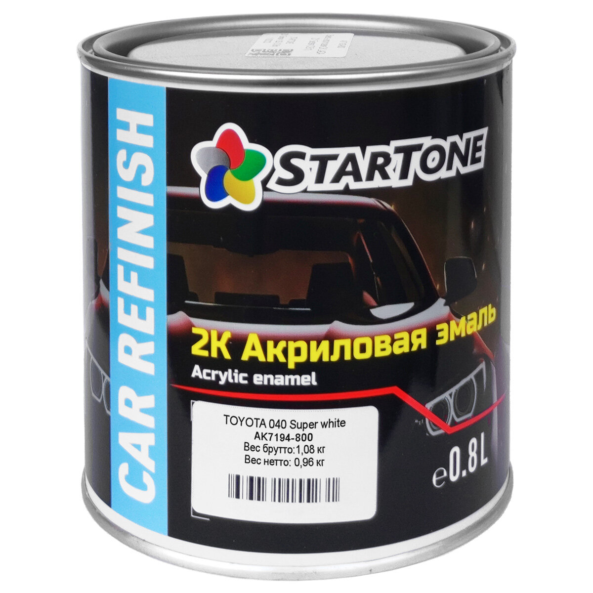 040 TOYOTA белая акриловая автоэмаль 2К LADA STARTONE (0,8 л)