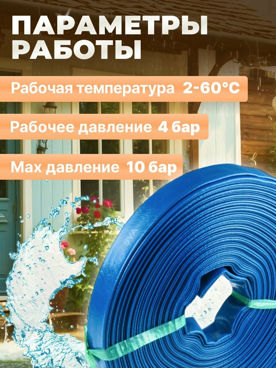 Садовый шланг рукав 1 1/4" 50 м, 4 бар AV engineering ПВХ (AVE90032) — фото 1