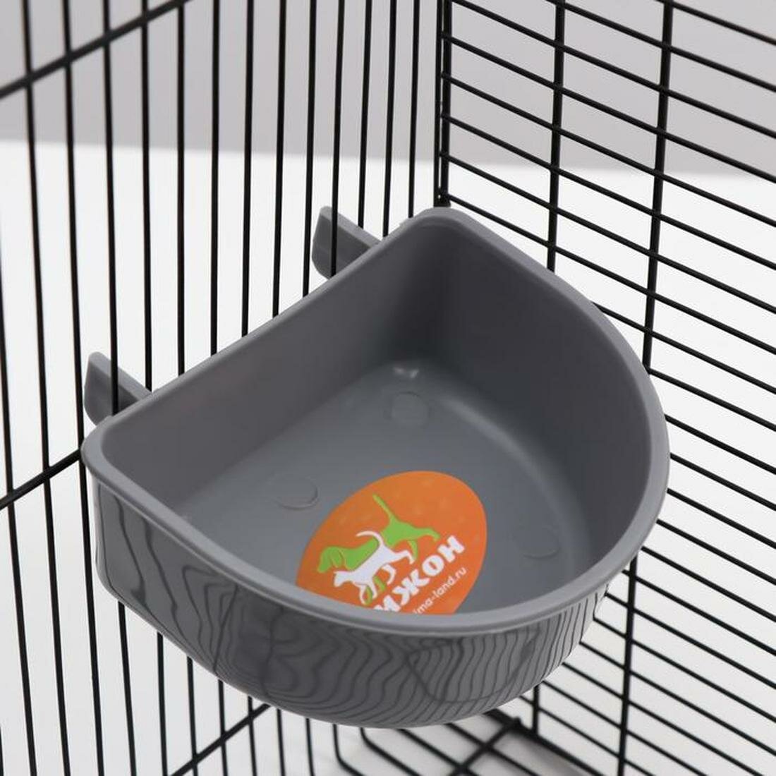 Миска пластиковая в клетку и для переносок Пижон 250 мл серая