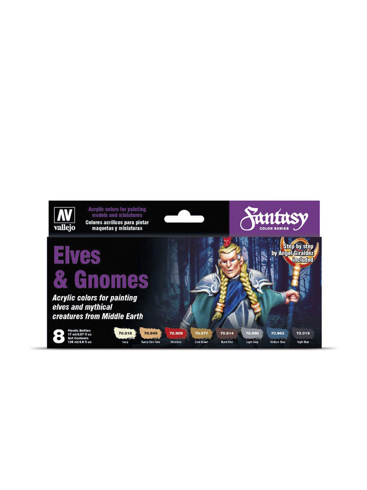 Набор акриловых красок Vallejo серии Fantasy Color - Elves & Gnomes 70242, 8 шт по 17 мл