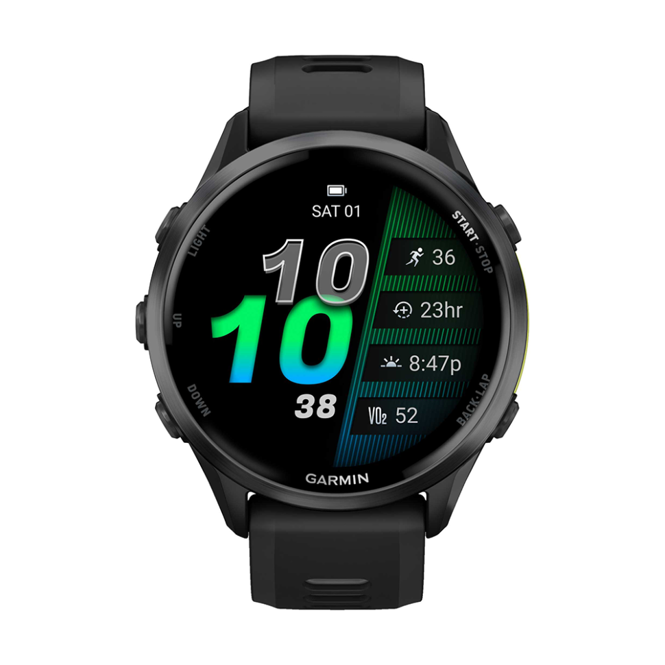 Умные часы Garmin Forerunner 970 47 мм угольно-серый DLC Titanium черный/прозрачный ремешок 010-02969-10/010-02969-00