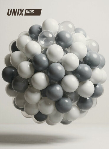 Изображение товара Шарики для сухого бассейна UNIX Kids диаметр 7 см, мячики пластиковые детские, для манежей, 150 шт, 4 цвета