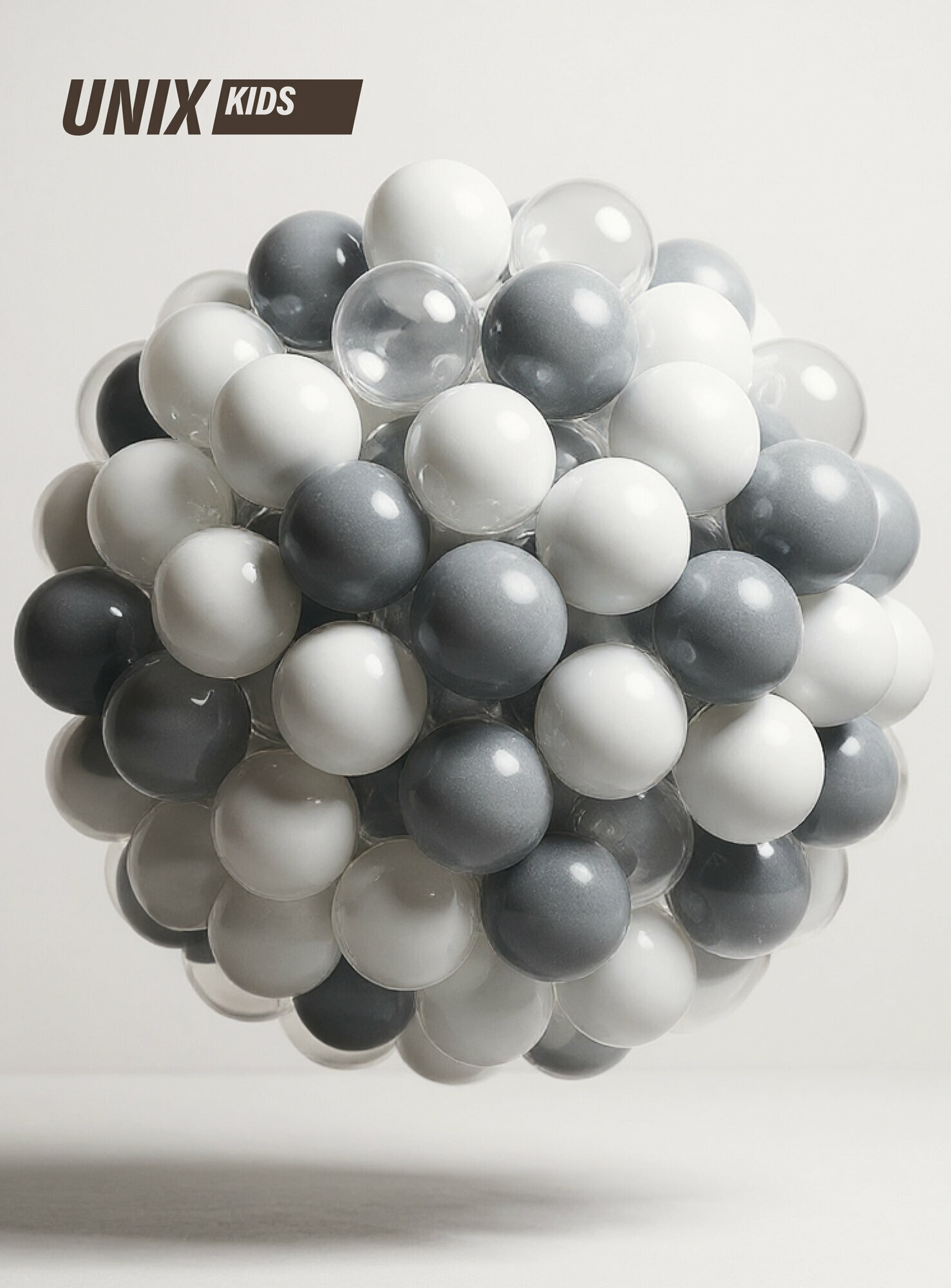 Шарики для сухого бассейна UNIX Kids Grey диаметр 70 мм 150 шт 4 цвета