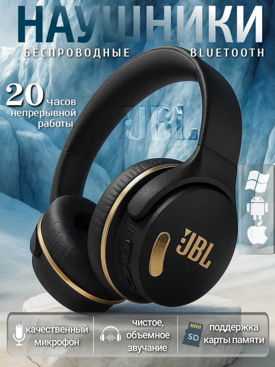 Наушники беспроводные накладные полноразмерные  с активным шумоподавлением черные / Bluetooth наушники PRO JECT JB860