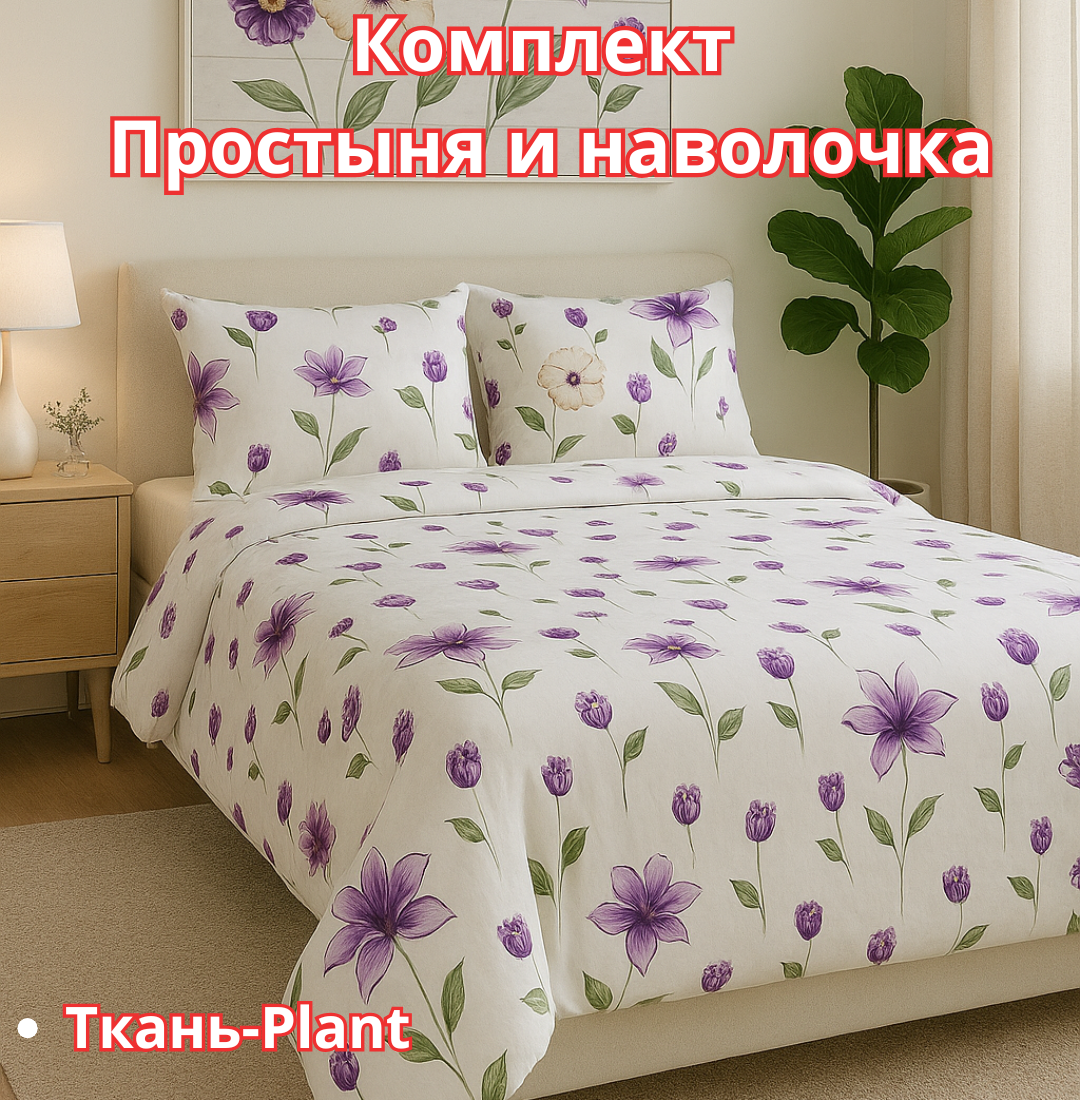Постельное белья "Простыня и наволочка" размер евро стандарт