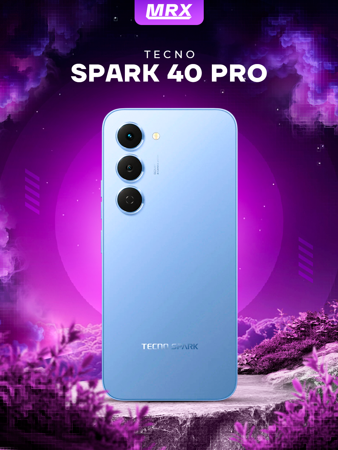 Смартфон Tecno Spark 40 Pro, 8GB/256GB, NFC, AMOLED-экран, синий