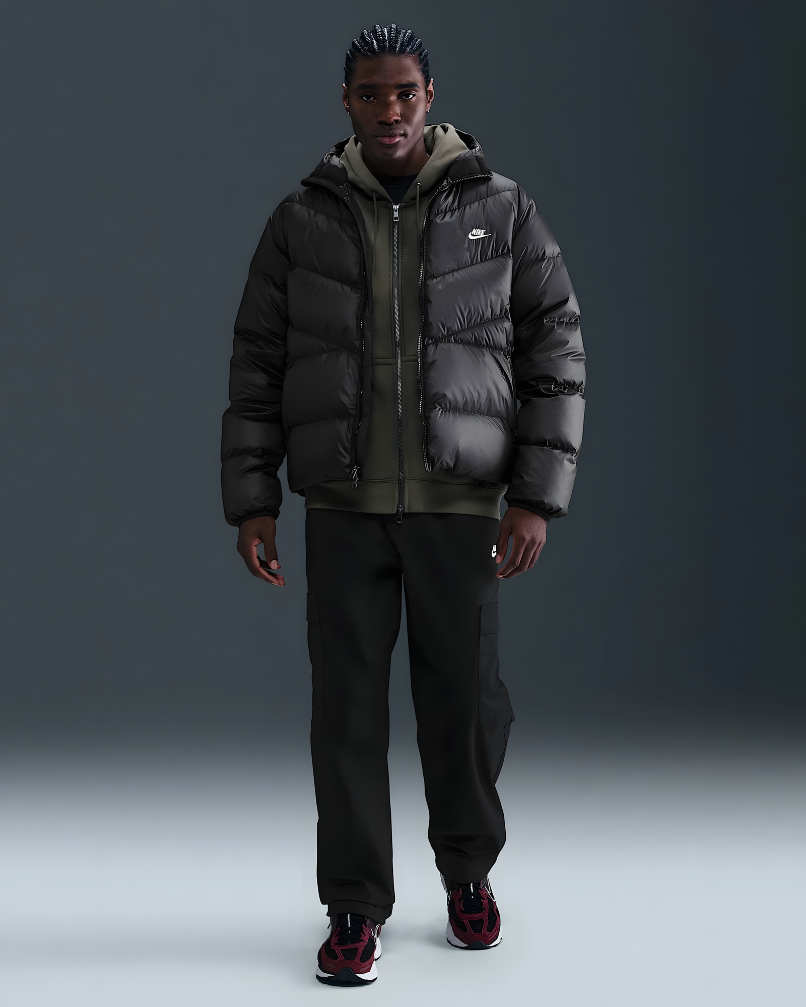 Пуховик NIKE Windrunner, размер L, черный — фото 1