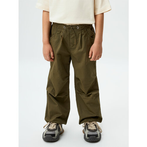 фото Брюки sela, размер 98, зеленый, коричневый