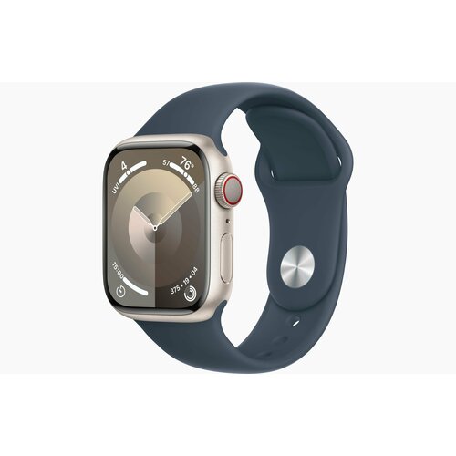 Умные часы Apple Watch Series 9, 45 мм Aluminium Case GPS, Silver/Storm Blue Sport band S/M