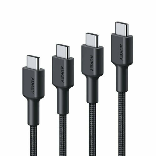 Набор кабелей Aukey USB-C to USB-C 4 штуки Black/Red черный/красный CB-CD37