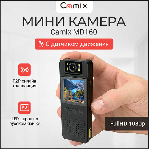 Новая мини видеокамера Camix MD160 с онлайн-трансляцией и цветным LED-экраном на русском языке беспроводная микро камера наблюдения с поворотным объективом 648000₽